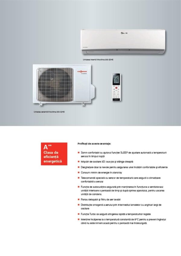APARAT AER CONDITIONAT VIESSMANN VITOCLIMA 200 S/HE, 12000 BTU, CLASA DE EFICIENTA ENERGETICA A++