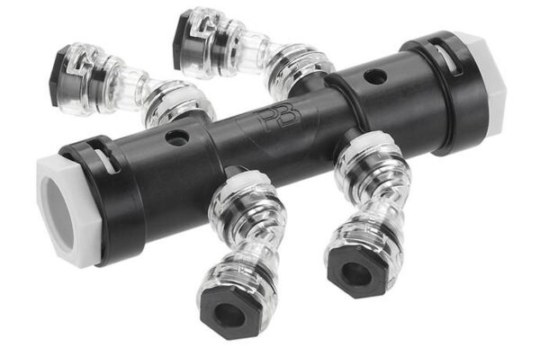 DISTRIBUITOR TRANSPARENT 4 CAI 20x8x8x8x8x20, 2 CAI PE FIECARE PARTE