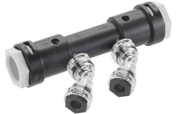 DISTRIBUITOR TRANSPARENT 2 CAI REGLABILE 20x8x8x20, 2 CAI PE ACEEASI PARTE